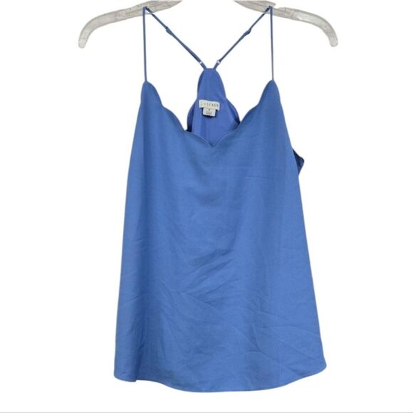 J.Crew Blue Scalloped Cami Top Strappy Sleeveless Office Shell Summer Blouse - Picture 3 of 11